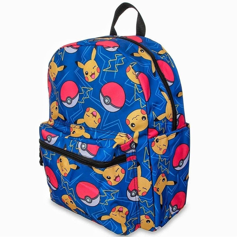Pokemon Pokeball & Pikachu 16" Kids School Backpack with All-over Print New